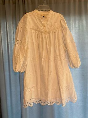 Universal Thread White Eyelet Dress with Puff Sleeves